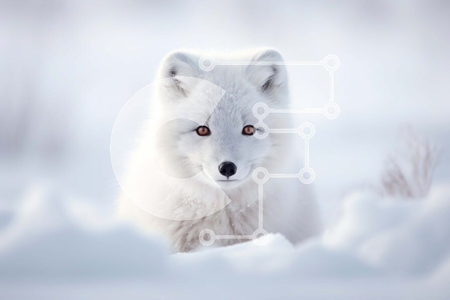 Σετ των 2 Intra Συλλεκτικό Ξύλινο Παζλ Plywood  4mm - Όμορφη εικόνα μιας Αρκτικής αλεπούς σε μια χειμερινή χώρα των θαυμάτων Σε Ξύλινο Κουτί - Διαστάσεις: 10x10 cm – 25 κομμάτια