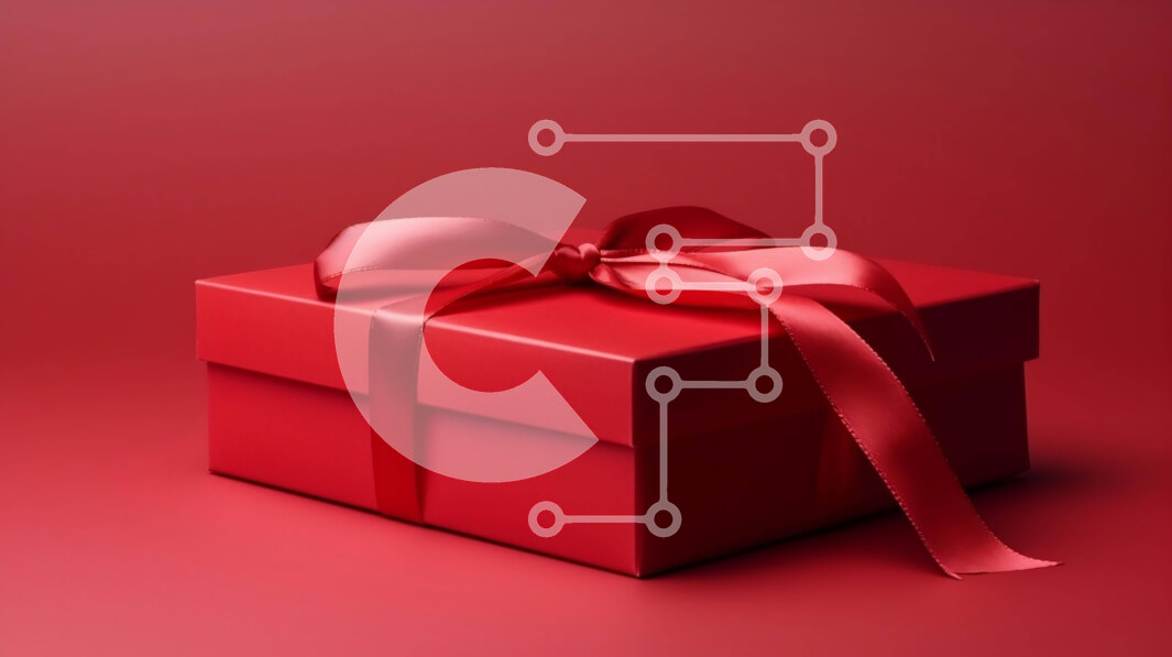 Intra Συλλεκτικό Ξύλινο Παζλ Plywood  4mm - Κόκκινο κουτί δώρου με κορδέλα σε κόκκινο φόντο Σε Ξύλινο Κουτί - Διαστάσεις: 10x10 cm – 25 κομμάτια