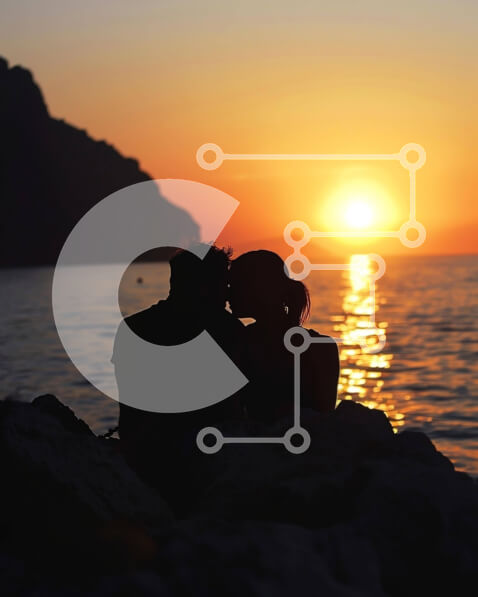 Intra Συλλεκτικό Ξύλινο Παζλ Plywood  4mm - Ρομαντικό ηλιοβασίλεμα σιλουέτα δίπλα στο νερό Σε Ξύλινο Κουτί - Διαστάσεις Puzzle: 10x10 cm – 25 κομμάτια