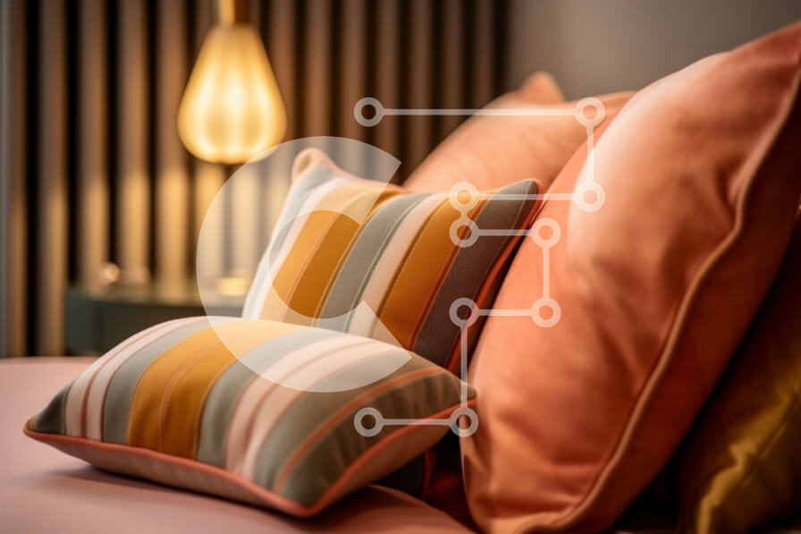 Intra Συλλεκτικό Ξύλινο Παζλ Plywood  4mm - Άνετο υπνοδωμάτιο με πολύχρωμα ριγέ μαξιλάρια Σε Ξύλινο Κουτί - Διαστάσεις Puzzle: 10x10 cm – 25 κομμάτια