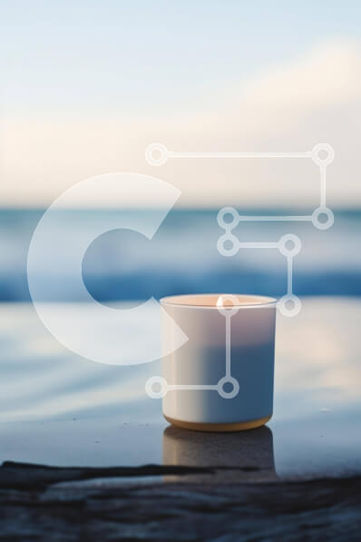 Σετ των 2 Intra Συλλεκτικό Ξύλινο Παζλ Plywood  4mm - Λευκό κερί σε βράχο δίπλα στον ωκεανό για διαλογισμό και χαλάρωση Σε Ξύλινο Κουτί - Διαστάσεις: 10x10 cm – 25 κομμάτια