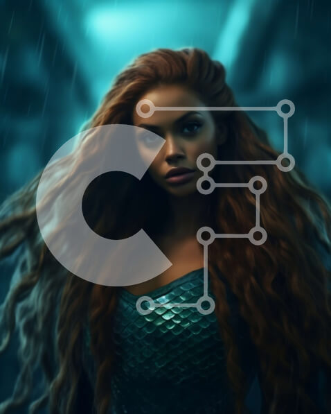 Intra Συλλεκτικό Ξύλινο Παζλ Plywood  4mm - Μαγευτική εικόνα μιας κοκκινομάλλας γοργόνας σε έναν σκοτεινό υποβρύχιο κόσμο Σε Ξύλινο Κουτί - Διαστάσεις: 10x10 cm – 25 κομμάτια