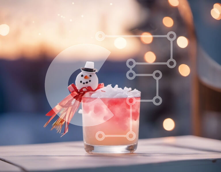 Intra Συλλεκτικό Ξύλινο Παζλ Plywood  4mm - Εορταστικό ρόφημα χιονάνθρωπου με κόκκινες και λευκές κορδέλες Σε Ξύλινο Κουτί - Διαστάσεις Puzzle: 10x10 cm – 25 κομμάτια