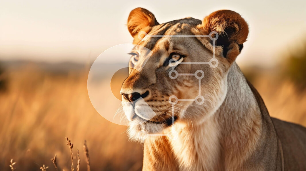 Σετ των 2 Intra Συλλεκτικό Ξύλινο Παζλ Plywood  4mm - Περίεργο λιοντάρι στο γρασίδι Σε Ξύλινο Κουτί - Διαστάσεις: 10x10 cm – 25 κομμάτια