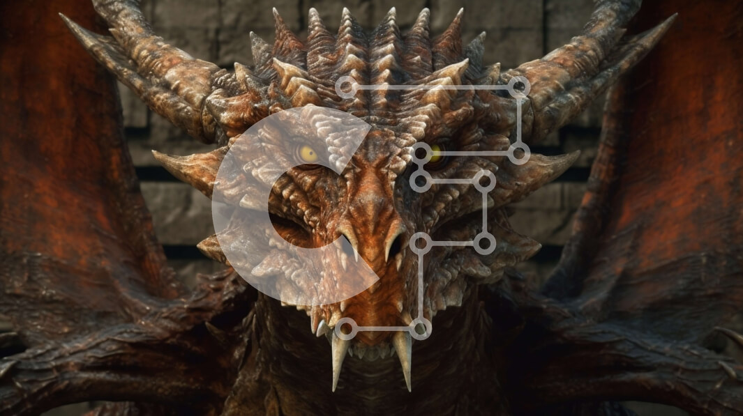 Intra Συλλεκτικό Ξύλινο Παζλ Plywood  4mm - Κοντινή εικόνα του κεφαλιού ενός άγριου δράκου με λαμπερά κόκκινα μάτια και ανοιχτά φτερά Σε Ξύλινο Κουτί - Διαστάσεις Puzzle: 10x10 cm – 25 κομμάτια