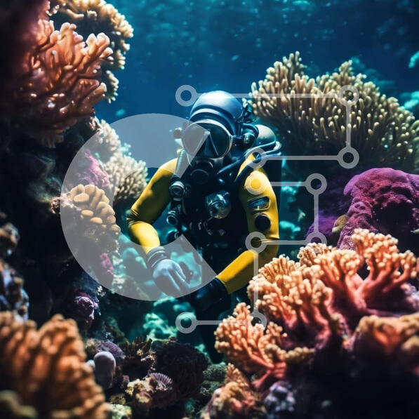 Intra Συλλεκτικό Ξύλινο Παζλ Plywood  4mm - Scuba Diver με κίτρινο καταδυτικό εξοπλισμό ανάμεσα σε κοραλλιογενείς υφάλους Σε Ξύλινο Κουτί - Διαστάσεις: 10x10 cm – 25 κομμάτια