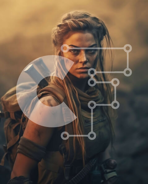 Intra Συλλεκτικό Ξύλινο Παζλ Plywood  4mm - Surviving in the Wasteland: A Strong Woman in a Post-Apocalyptic Setting Σε Ξύλινο Κουτί - Διαστάσεις Puzzle: 10x10 cm – 25 κομμάτια