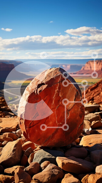 Σετ των 2 Intra Συλλεκτικό Ξύλινο Παζλ Plywood  4mm - Εκπληκτική θέα ενός κόκκινου βράχου στον γκρεμό με φόντο την έρημο και το βουνό Σε Ξύλινο Κουτί - Διαστάσεις: 10x10 cm – 25 κομμάτια