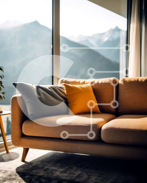 Intra Συλλεκτικό Ξύλινο Παζλ Plywood  4mm - Κομψό σαλόνι με θέα στο βουνό Σε Ξύλινο Κουτί - Διαστάσεις Puzzle: 10x10 cm – 25 κομμάτια