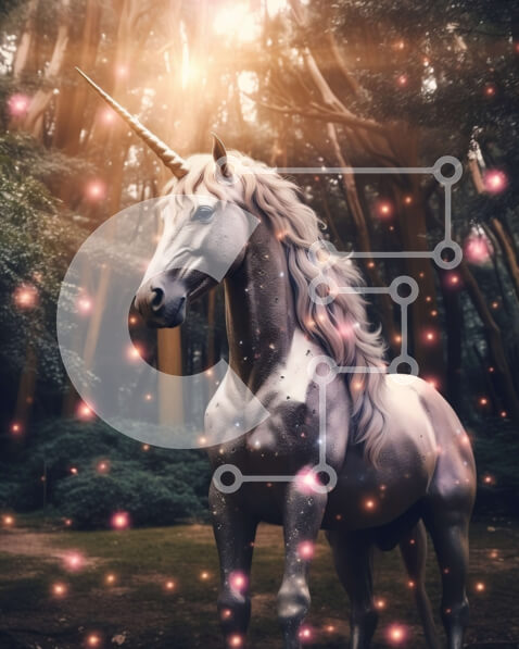 Σετ των 2 Intra Συλλεκτικό Ξύλινο Παζλ Plywood  4mm - Λευκός μονόκερος σε ένα ξέφωτο δάσους με λαμπερό κέρατο και όμορφα λουλούδια Σε Ξύλινο Κουτί - Διαστάσεις: 10x10 cm – 25 κομμάτια