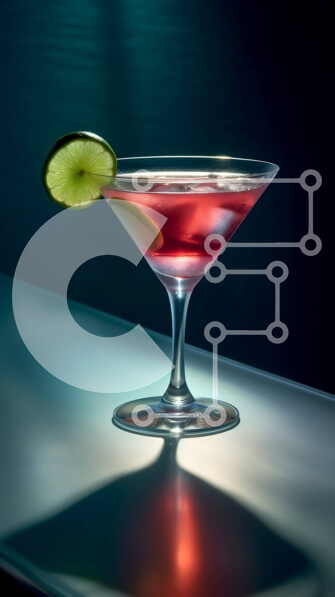 Intra Συλλεκτικό Ξύλινο Παζλ Plywood  4mm - Νόστιμο και δροσιστικό κόκκινο κοκτέιλ με Lime Wedge σε Martini Glass Σε Ξύλινο Κουτί - Διαστάσεις: 10x10 cm – 25 κομμάτια