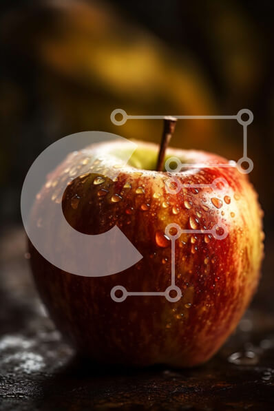 Σετ των 2 Intra Συλλεκτικό Ξύλινο Παζλ Plywood  4mm - Φρέσκο ​​μήλο με σταγονίδια νερού - Φωτογραφία Αρχείου Σε Ξύλινο Κουτί - Διαστάσεις: 10x10 cm – 25 κομμάτια