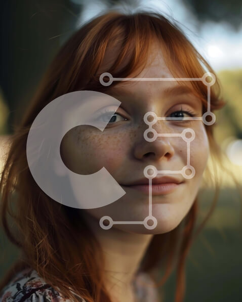 Intra Συλλεκτικό Ξύλινο Παζλ Plywood  4mm - Πορτρέτο μιας νεαρής γυναίκας με κόκκινα μαλλιά και φακίδες που χαμογελά στην κάμερα Σε Ξύλινο Κουτί - Διαστάσεις Puzzle: 10x10 cm – 25 κομμάτια