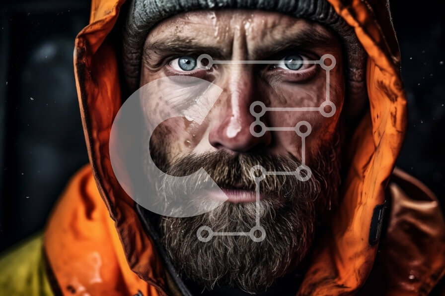 Intra Συλλεκτικό Ξύλινο Παζλ Plywood  4mm - Πορτρέτο άνδρα με πορτοκαλί σακάκι και γένια με κλειστά μάτια Σε Ξύλινο Κουτί - Διαστάσεις Puzzle: 10x10 cm – 25 κομμάτια