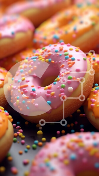 Intra Συλλεκτικό Ξύλινο Παζλ Plywood  4mm - Νόστιμη εικόνα με πολύχρωμα ντόνατς με ψεκασμούς Σε Ξύλινο Κουτί - Διαστάσεις: 10x10 cm – 25 κομμάτια