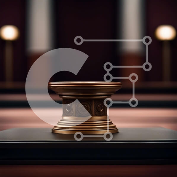 Intra Συλλεκτικό Ξύλινο Παζλ Plywood  4mm - Περίπλοκο εγχάρακτο ορειχάλκινο καπάκι σε ξύλινο γραφείο στην αίθουσα του δικαστηρίου με χαμηλό φωτισμό Σε Ξύλινο Κουτί - Διαστάσεις: 10x10 cm – 25 κομμάτια