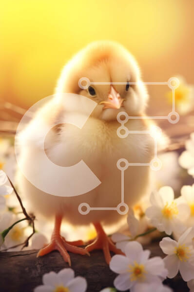 Σετ των 2 Intra Συλλεκτικό Ξύλινο Παζλ Plywood  4mm - Περίεργος κίτρινος νεοσσός σε ένα χωράφι με λευκά λουλούδια Σε Ξύλινο Κουτί - Διαστάσεις: 10x10 cm – 25 κομμάτια