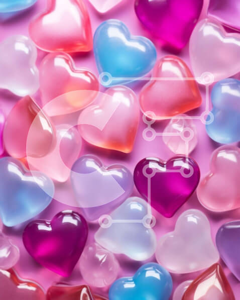 Intra Συλλεκτικό Ξύλινο Παζλ Plywood  4mm - Συστάδα από πολύχρωμες πλαστικές χάντρες σε σχήμα καρδιάς Σε Ξύλινο Κουτί - Διαστάσεις Puzzle: 10x10 cm – 25 κομμάτια