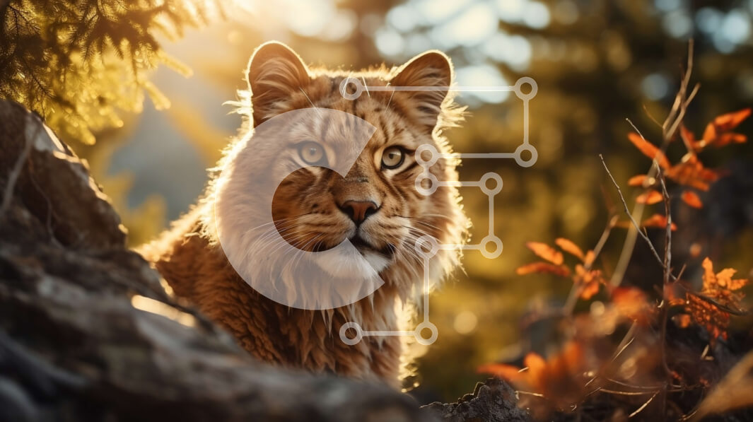 Σετ των 2 Intra Συλλεκτικό Ξύλινο Παζλ Plywood  4mm - Λυγξ κάθεται σε έναν βράχο σε ένα δάσος Σε Ξύλινο Κουτί - Διαστάσεις: 10x10 cm – 25 κομμάτια