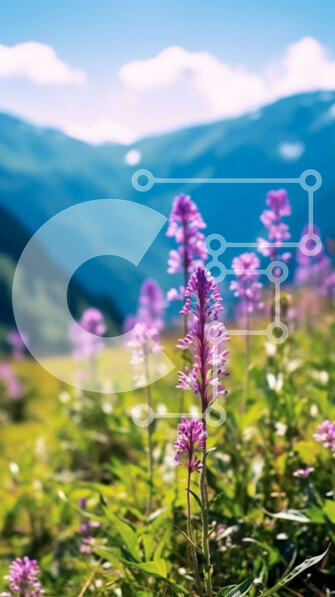 Σετ των 2 Intra Συλλεκτικό Ξύλινο Παζλ Plywood  4mm - Όμορφη εικόνα ενός χωραφιού με αγριολούλουδα στα βουνά Σε Ξύλινο Κουτί - Διαστάσεις: 10x10 cm – 25 κομμάτια