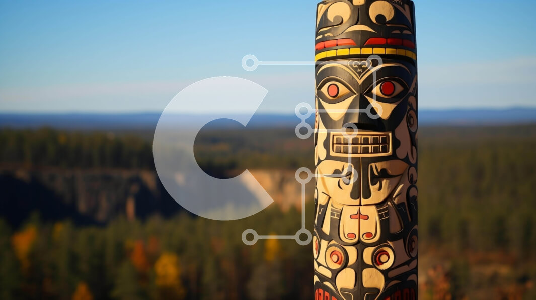 Intra Συλλεκτικό Ξύλινο Παζλ Plywood  4mm - Πολύπλοκα διακοσμημένος πόλος τοτέμ που περιβάλλεται από τη φύση Σε Ξύλινο Κουτί - Διαστάσεις Puzzle: 10x10 cm – 25 κομμάτια