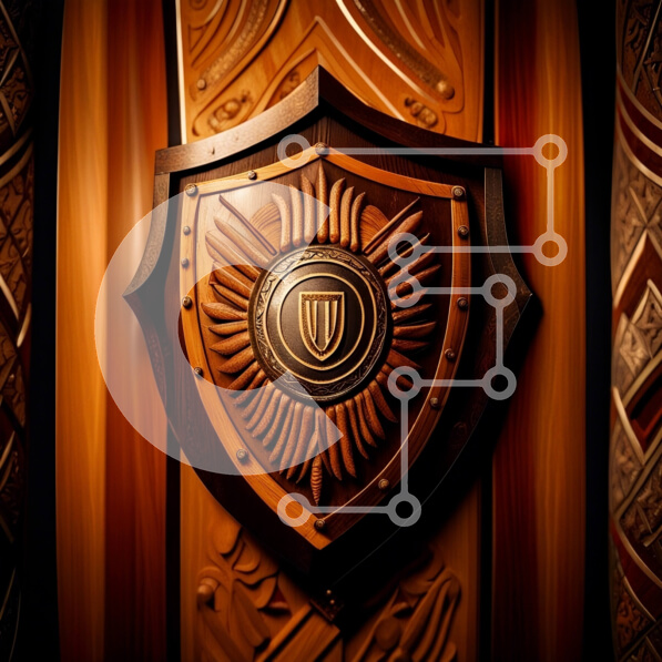 Intra Συλλεκτικό Ξύλινο Παζλ Plywood  4mm - Περίπλοκη σκαλιστή ξύλινη ασπίδα με μεταλλικό έμβλημα Σε Ξύλινο Κουτί - Διαστάσεις: 10x10 cm – 25 κομμάτια