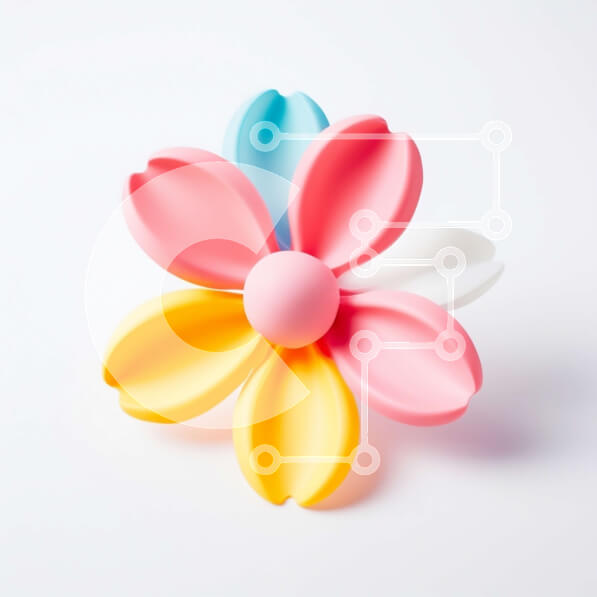 Intra Συλλεκτικό Ξύλινο Παζλ Plywood  4mm - Πολύχρωμο λουλούδι αντικείμενο σε άσπρο φόντο Σε Ξύλινο Κουτί - Διαστάσεις: 10x10 cm – 25 κομμάτια