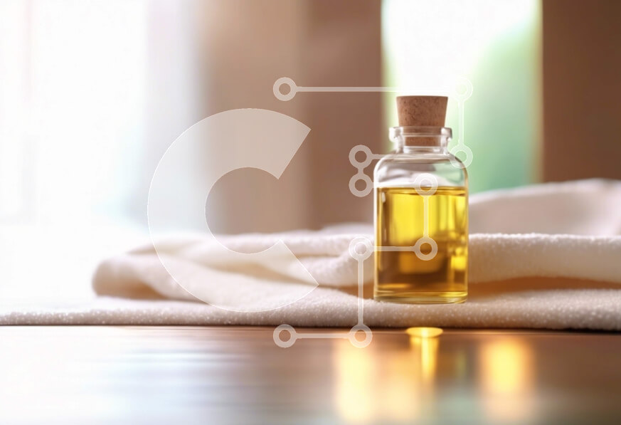 Intra Συλλεκτικό Ξύλινο Παζλ Plywood  4mm - Μπουκάλι αιθέριου ελαίου σε παλιά πετσέτα Σε Ξύλινο Κουτί - Διαστάσεις Puzzle: 10x10 cm – 25 κομμάτια