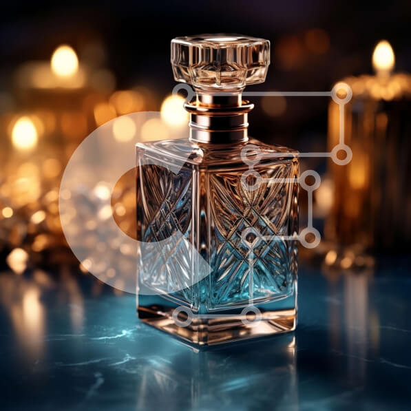 Σετ των 2 Intra Συλλεκτικό Ξύλινο Παζλ Plywood  4mm - Μπουκάλι αρώματος με κεριά σε ένα σκούρο ξύλινο τραπέζι Σε Ξύλινο Κουτί - Διαστάσεις: 10x10 cm – 25 κομμάτια