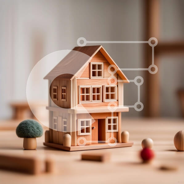 Intra Συλλεκτικό Ξύλινο Παζλ Plywood  4mm - Γοητευτικό ξύλινο σπίτι παιχνιδιών με κόκκινη στέγη και λευκούς τοίχους Σε Ξύλινο Κουτί - Διαστάσεις: 10x10 cm – 25 κομμάτια