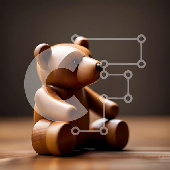 Intra Συλλεκτικό Ξύλινο Παζλ Plywood  4mm - Αξιολάτρευτη εικόνα ενός ξύλινου αρκουδάκι που κάθεται σε ένα τραπέζι Σε Ξύλινο Κουτί - Διαστάσεις: 10x10 cm – 25 κομμάτια