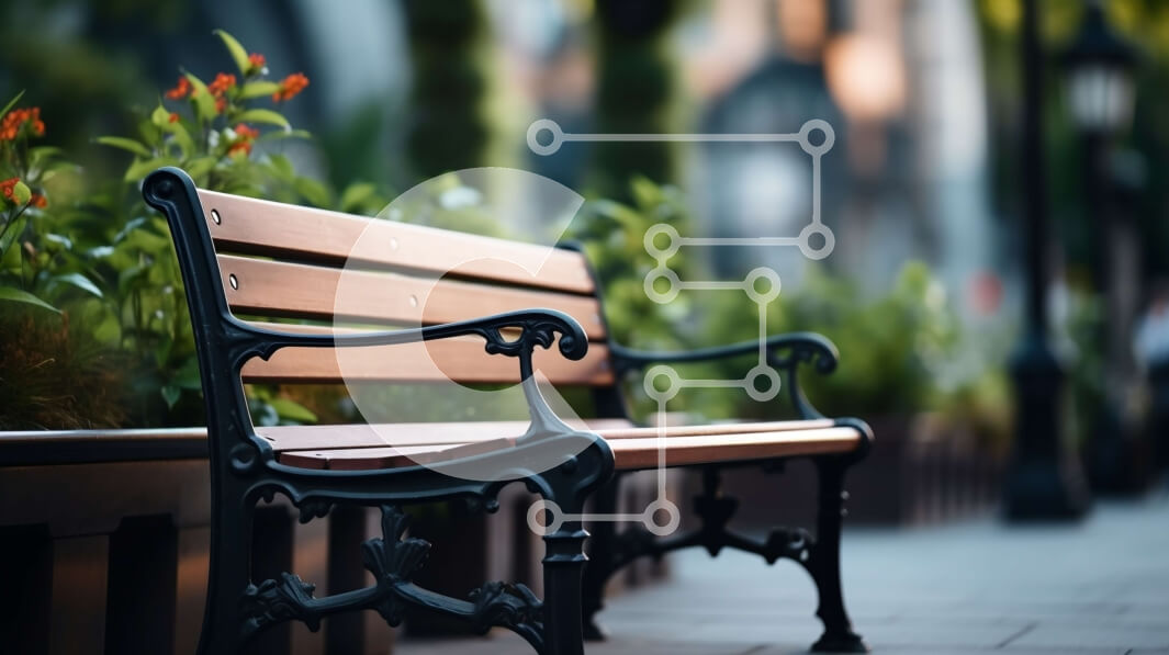 Intra Συλλεκτικό Ξύλινο Παζλ Plywood  4mm - Ξύλινος πάγκος στο πεζοδρόμιο με δέντρα και κτίρια Σε Ξύλινο Κουτί - Διαστάσεις Puzzle: 10x10 cm – 25 κομμάτια