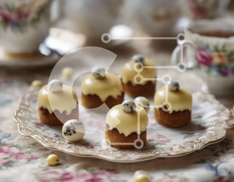 Σετ των 2 Intra Συλλεκτικό Ξύλινο Παζλ Plywood  4mm - Νόστιμα επιδόρπια και τσάι σε floral τραπέζι Σε Ξύλινο Κουτί - Διαστάσεις: 10x10 cm – 25 κομμάτια