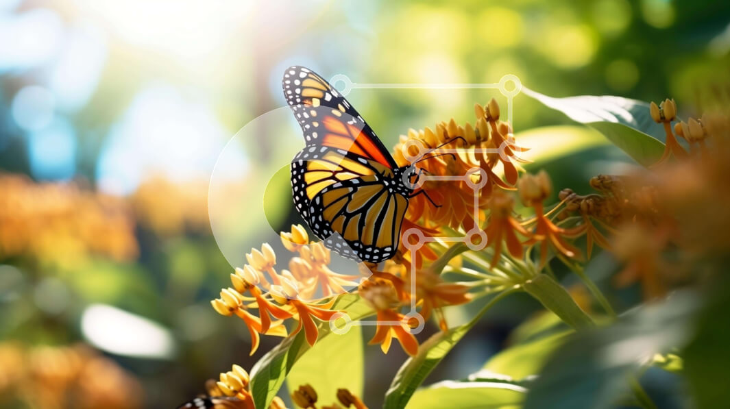 Intra Συλλεκτικό Ξύλινο Παζλ Plywood  4mm - Πεταλούδα Monarch σε πορτοκαλί λουλούδι με έντονο φως του ήλιου Σε Ξύλινο Κουτί - Διαστάσεις: 10x10 cm – 25 κομμάτια