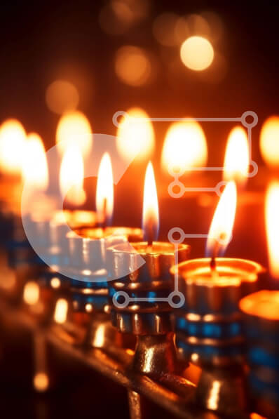 Intra Συλλεκτικό Ξύλινο Παζλ Plywood  4mm - Όμορφη εικόνα μιας Μενόρα με αναμμένα κεριά Σε Ξύλινο Κουτί - Διαστάσεις Puzzle: 10x10 cm – 25 κομμάτια