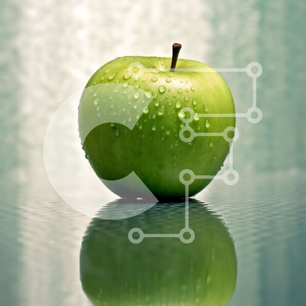 Σετ των 2 Intra Συλλεκτικό Ξύλινο Παζλ Plywood  4mm - Φρέσκο ​​και ζουμερό πράσινο μήλο σε ένα τραπέζι με σταγονίδια νερού Σε Ξύλινο Κουτί - Διαστάσεις: 10x10 cm – 25 κομμάτια