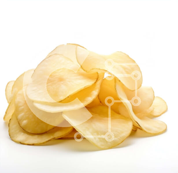 Σετ των 2 Intra Συλλεκτικό Ξύλινο Παζλ Plywood  4mm - Σωρός από πατατάκια σε άσπρο φόντο Σε Ξύλινο Κουτί - Διαστάσεις: 10x10 cm – 25 κομμάτια