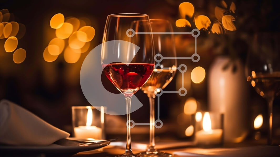 Σετ των 2 Intra Συλλεκτικό Ξύλινο Παζλ Plywood  4mm - Δύο ποτήρια κρασιού με το φως των κεριών στο φόντο Σε Ξύλινο Κουτί - Διαστάσεις: 10x10 cm – 25 κομμάτια