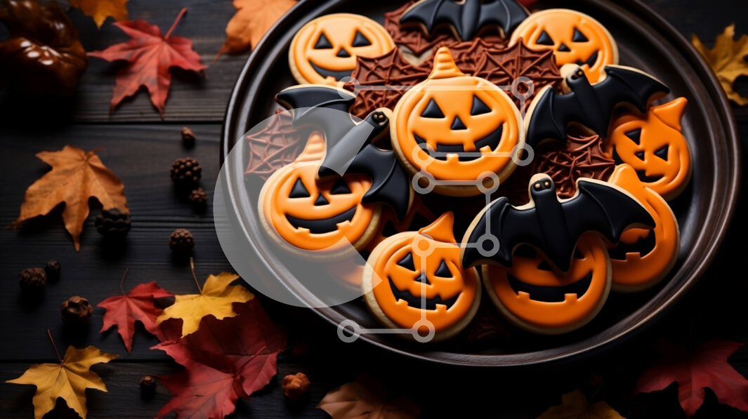 Σετ των 2 Intra Συλλεκτικό Ξύλινο Παζλ Plywood  4mm - Αποκριάτικα μπισκότα σε σχήμα κολοκύθας με όψεις jack-o-lantern Σε Ξύλινο Κουτί - Διαστάσεις: 10x10 cm – 25 κομμάτια