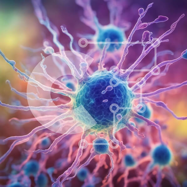 Intra Συλλεκτικό Ξύλινο Παζλ Plywood  4mm - Πολύχρωμη αφηρημένη αναπαράσταση ενός καρκινικού κυττάρου Σε Ξύλινο Κουτί - Διαστάσεις Puzzle: 10x10 cm – 25 κομμάτια