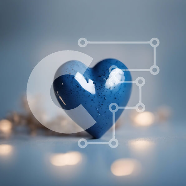 Intra Συλλεκτικό Ξύλινο Παζλ Plywood  4mm - Μπλε κεραμικό αντικείμενο σε σχήμα καρδιάς στο τραπέζι Σε Ξύλινο Κουτί - Διαστάσεις Puzzle: 10x10 cm – 25 κομμάτια