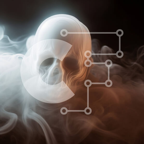 Intra Συλλεκτικό Ξύλινο Παζλ Plywood  4mm - Αφηρημένο κρανίο καπνού που επιπλέει σε μαύρο φόντο Σε Ξύλινο Κουτί - Διαστάσεις Puzzle: 10x10 cm – 25 κομμάτια