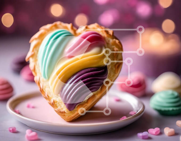 Σετ των 2 Intra Συλλεκτικό Ξύλινο Παζλ Plywood  4mm - Ζαχαροπλαστική σε σχήμα καρδιάς με πολύχρωμο πάγωμα και καραμέλες Σε Ξύλινο Κουτί - Διαστάσεις: 10x10 cm – 25 κομμάτια