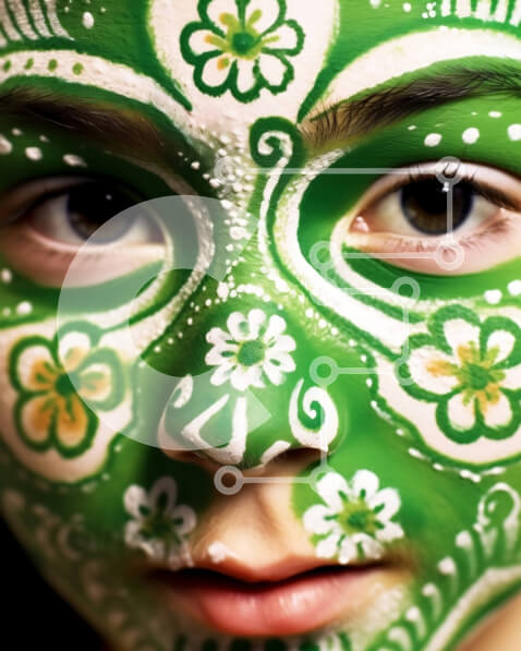 Intra Συλλεκτικό Ξύλινο Παζλ Plywood  4mm - Πολύχρωμο Face Painting με floral σχέδια Σε Ξύλινο Κουτί - Διαστάσεις Puzzle: 10x10 cm – 25 κομμάτια