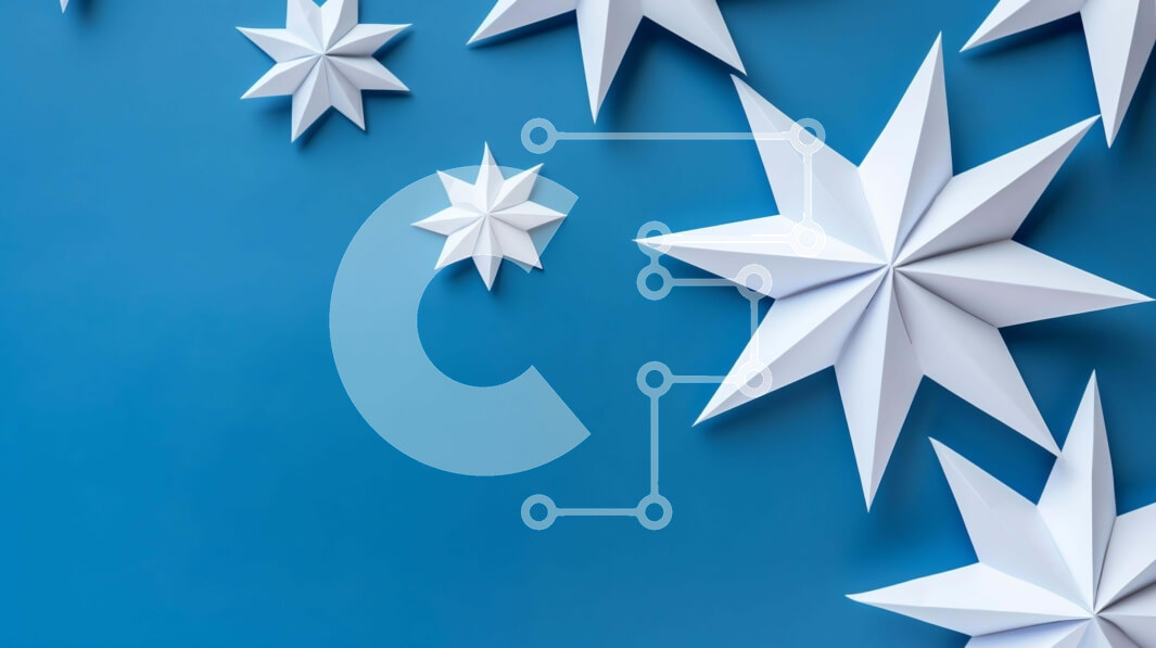 Intra Συλλεκτικό Ξύλινο Παζλ Plywood  4mm - Λευκά αστέρια Origami σε μπλε φόντο Σε Ξύλινο Κουτί - Διαστάσεις Puzzle: 10x10 cm – 25 κομμάτια