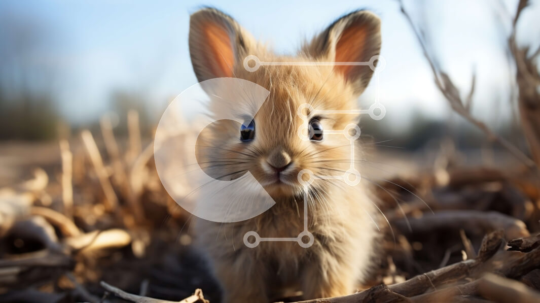 Σετ των 2 Intra Συλλεκτικό Ξύλινο Παζλ Plywood  4mm - Αξιολάτρευτο καφέ κουνέλι που κάθεται στο χωράφι με ξερά χόρτα και φύλλα Σε Ξύλινο Κουτί - Διαστάσεις: 10x10 cm – 25 κομμάτια