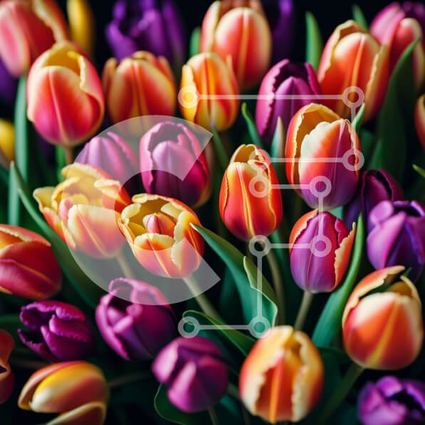 Intra Συλλεκτικό Ξύλινο Παζλ Plywood  4mm - Ζωντανή εικόνα με πολύχρωμες τουλίπες σε ένα βάζο Σε Ξύλινο Κουτί - Διαστάσεις: 10x10 cm – 25 κομμάτια