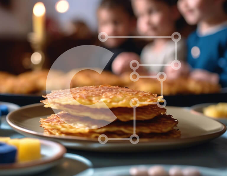 Σετ των 2 Intra Συλλεκτικό Ξύλινο Παζλ Plywood  4mm - Στοίβα από φρεσκοφτιαγμένες τηγανίτες με παιδιά Σε Ξύλινο Κουτί - Διαστάσεις: 10x10 cm – 25 κομμάτια