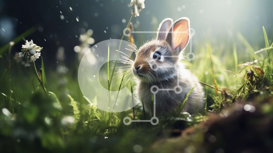 Intra Συλλεκτικό Ξύλινο Παζλ Plywood  4mm - Χαριτωμένο λαγουδάκι που κάθεται στο γρασίδι Σε Ξύλινο Κουτί - Διαστάσεις: 10x10 cm – 25 κομμάτια