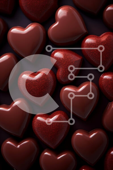 Intra Συλλεκτικό Ξύλινο Παζλ Plywood  4mm - Κόκκινες σοκολάτες σε σχήμα καρδιάς σε σκούρο φόντο Σε Ξύλινο Κουτί - Διαστάσεις Puzzle: 10x10 cm – 25 κομμάτια